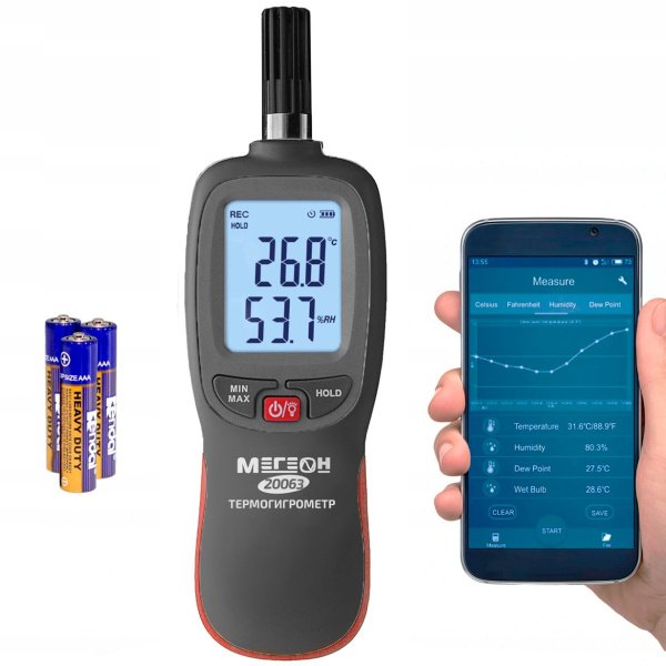 Термогигрометр МЕГЕОН 20063 с Bluetooth купить по низкой цене | МАКСПРОФИТ